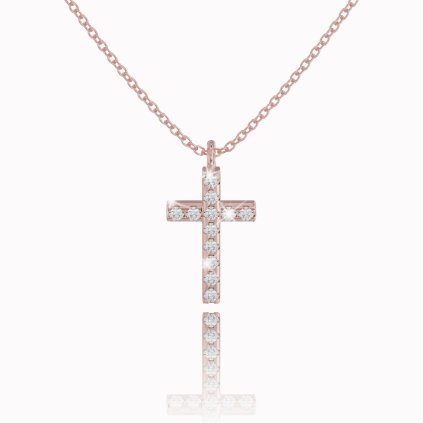 Gold chain with cross, 14K rose gold