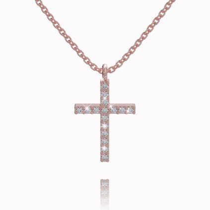 Chain with cross pendant, 14K rose gold
