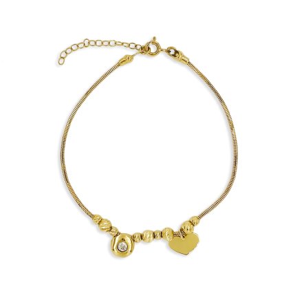 Náramok zo žltého zlata s príveskami a Swarovski zirkónom