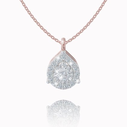 Chain with a diamond drop pendant, 14K rose gold