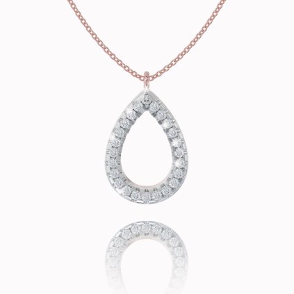Delicate chain with a diamond drop-shaped pendant, 14K rose gold