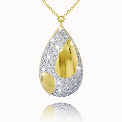 Unique necklace with zircons made of yellow gold, 14K
