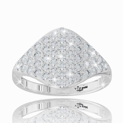 Elegantný prsteň z bieleho zlata 14K