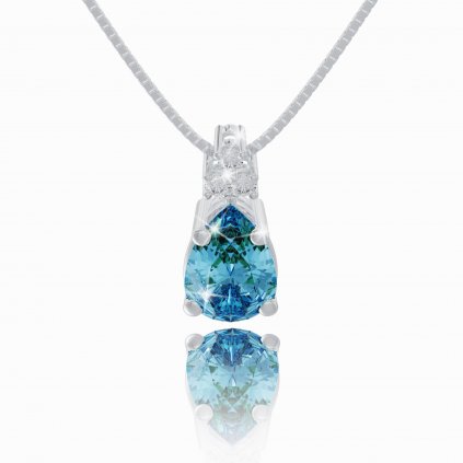Zlatý briliantový náhrdelník CLN1163b s modrým topásom