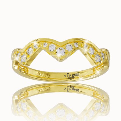 Zlatý prsteň s bielymi zafírmi v žltom zlate, 14K