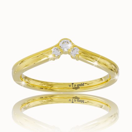 Zlatý prsteň Serena s bielymi zafírmi v žltom zlate 14K