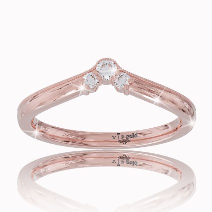 Zlatý prsteň Serena s bielymi zafírmi v červenom zlate 14K