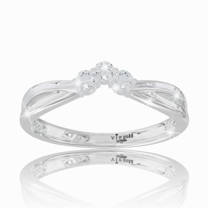 Zlatý prsteň Sabrina s bielymi zafírmi v bielom zlate 14K