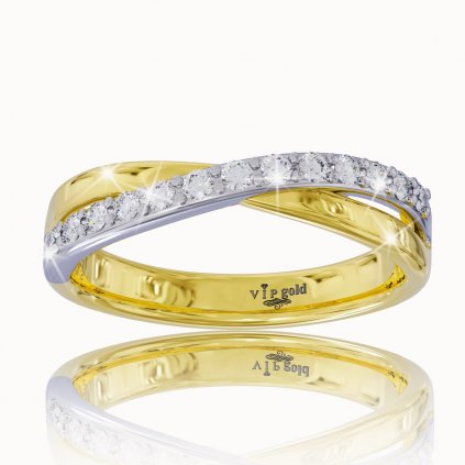 Prsteň s diamantmi/bielymi zafírmi v žlto-bielom zlate RA3808bz