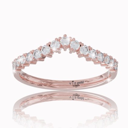 Zlatý prsteň Vivian s bielymi zafírmi v červenom zlate 14K