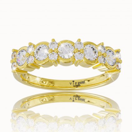 Prsteň so zafírmi/diamantmi v žltom zlate R35626z