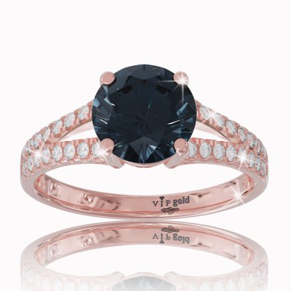 Zlatý prsteň s London blue topásom z červeného zlata 14K