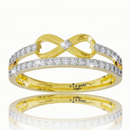 Prsteň s diamantmi/bielymi zafírmi v žltom zlate R35730z
