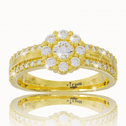 Prsteň s diamantmi/bielymi zafírmi v žltom zlate R35746z