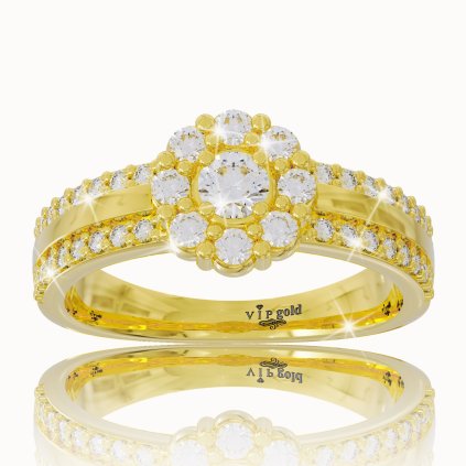 Zlatý prsteň Rosalie s bielymi zafírmi v žltom zlate 14K