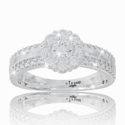 Zlatý prsteň Rosalie s bielymi zafírmi v bielom zlate