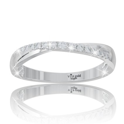 Zlatý prsteň s bielymi zafírmi v bielom zlate 14K