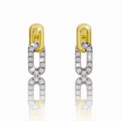 Dizajnové diamantové náušnice z bielo-žltého 14K zlata