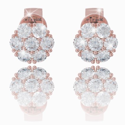 Dámske náušnice Flower s bielymi zafírmi, červené zlato 14K