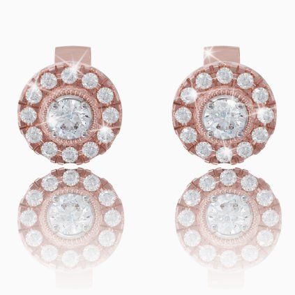 Stud earrings with white sapphires, red 14K gold