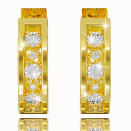 Zlaté náušnice EE3761z s bielymi zafírmi / diamantmi