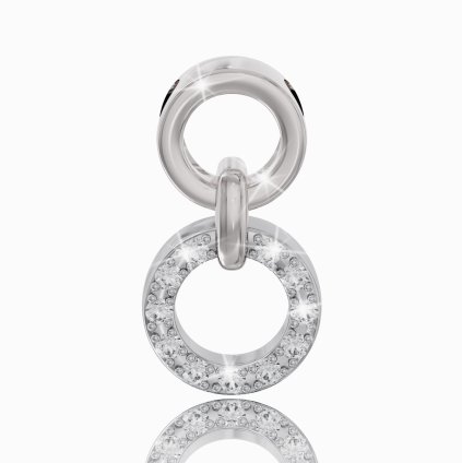 Prívesok v tvare krúžkov s bielymi zafírmi zo 14K bieleho zlata
