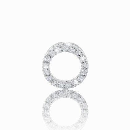 Prívesok v tvare krúžku s bielymi zafírmi zo 14K bieleho zlata