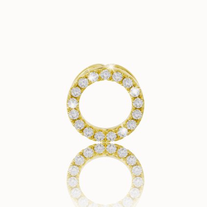 Prívesok v tvare krúžku s bielymi zafírmi zo 14K žltého zlata