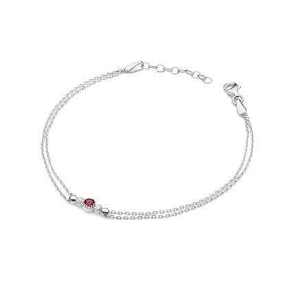 White gold bracelet with diamonds and ruby, 14K