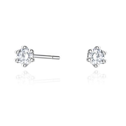 Diamantové minimalistické náušnice, biele zlato 14K