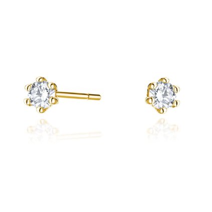 Diamantové minimalistické náušnice, žlté zlato 14K
