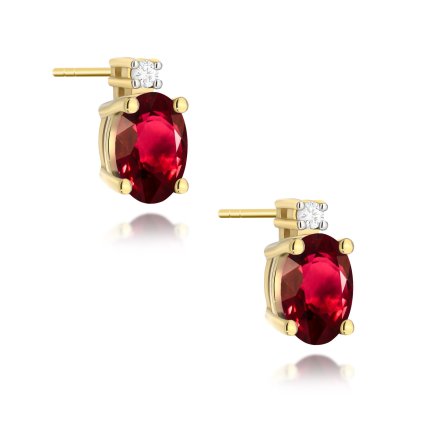 VIPgold zlate nausnice s rubinom a diamantom v zltom zlate 1