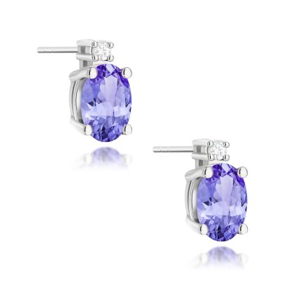 VIPgold zlate nausnice s tanzanitom a diamantom v bielom zlate