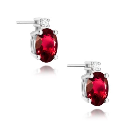 VIPgold zlate nausnice s rubinom a diamantom v bielom zlate