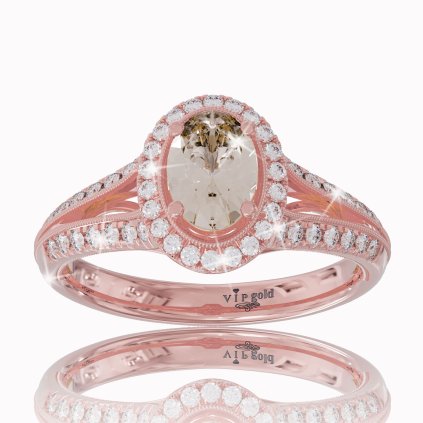 Diamantový prsteň s morganitom v červenom zlate 14K