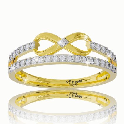 Zlatý prsteň s diamantmi v žltom zlate R35730z
