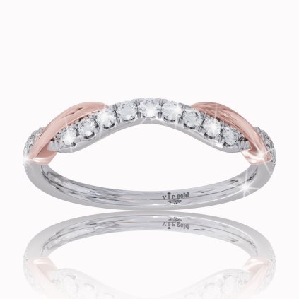 Diamantový prsteň v bielo-červenom zlate 14K