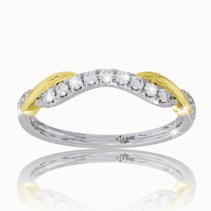 Diamantový prsteň v bielo-žltom zlate 14K