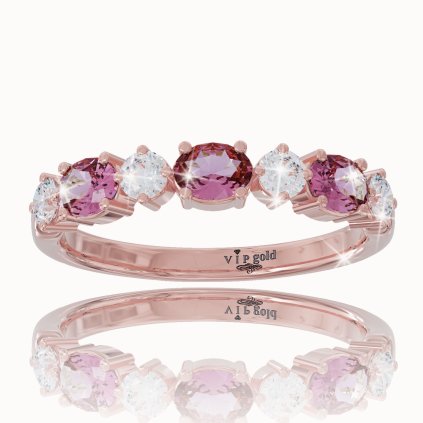 Diamantový prsteň s turmalínom v červenom zlate 14k