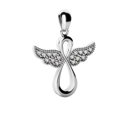 14K white gold angel pendant