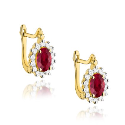 VIPgold zlate rubinove nausnice s diamantmi ER305Rz