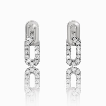 Dizajnové diamantové náušnice z bieleho 14K zlata