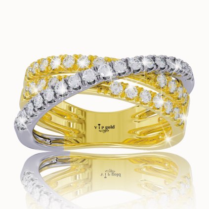 VIPgold zlatý prsteň R35902 biele žlté zlato