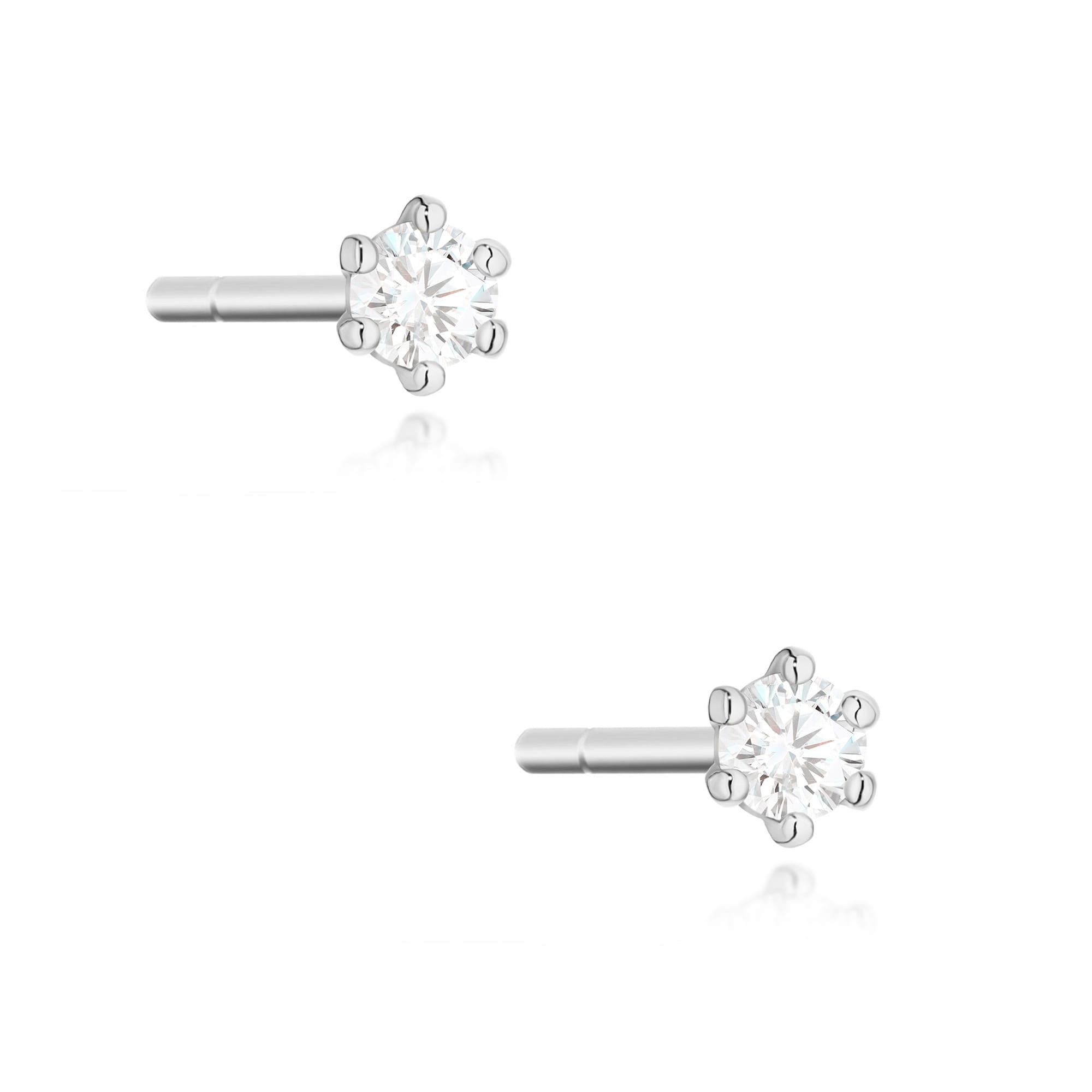 VIPgold Diamantové minimalistické náušnice, biele zlato 14K