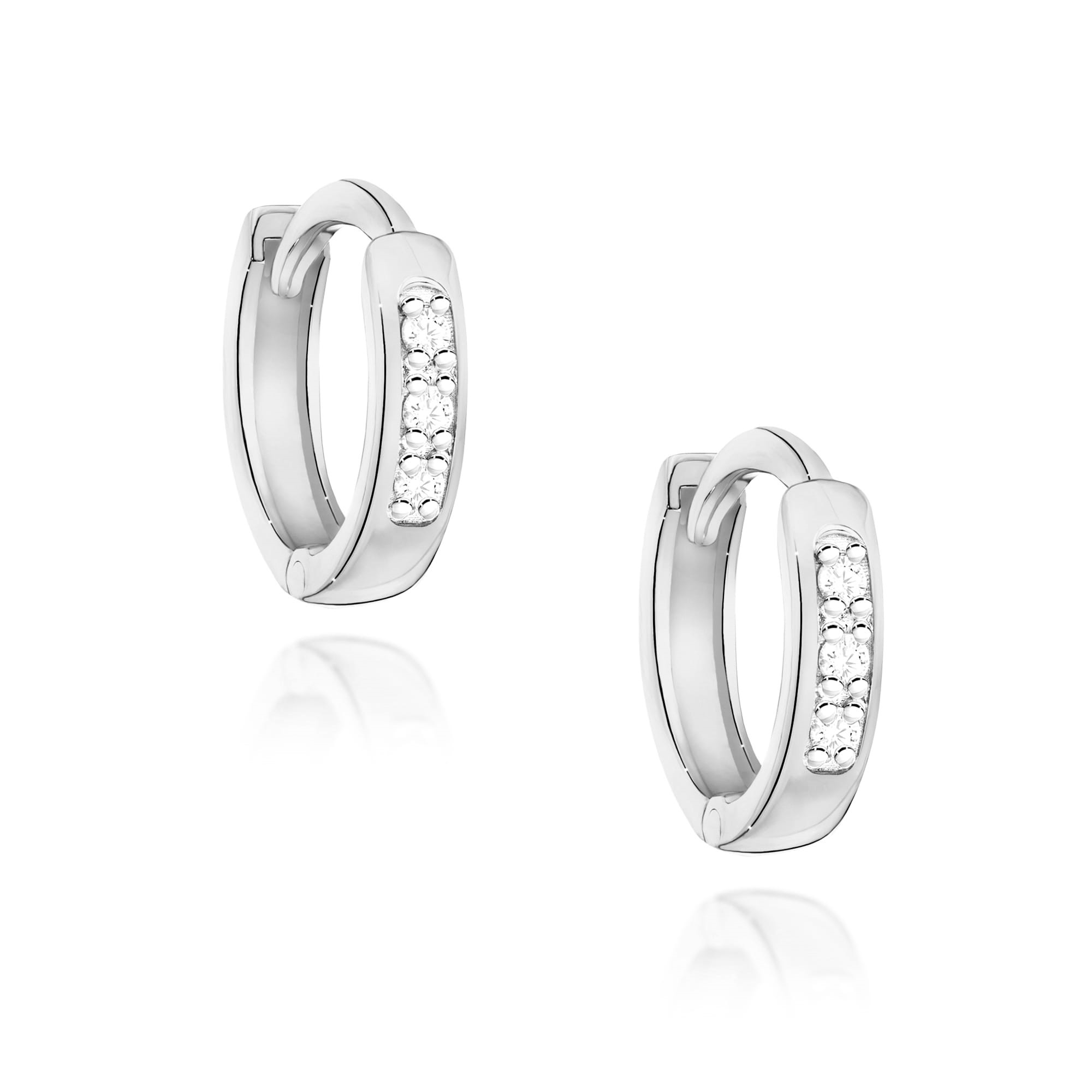 VIPgold Decentné kruhové diamantové náušnice z bieleho zlata, 14K