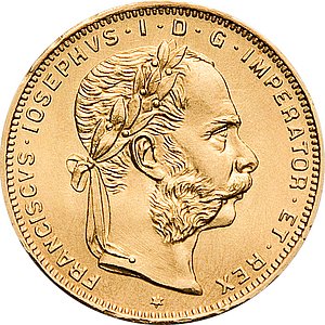 Zlatá minca 8 Gulden František Jozef I. 5,81g