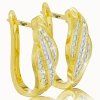 Elegant dangling earrings with diamonds, 14K yellow gold