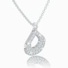 Delicate gold necklace with pendant with zircons made of 14K white gold
