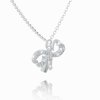 Celebrity Bow with zircons, 14K white gold
