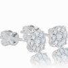 Delicate diamond stud earrings in white gold, 14K